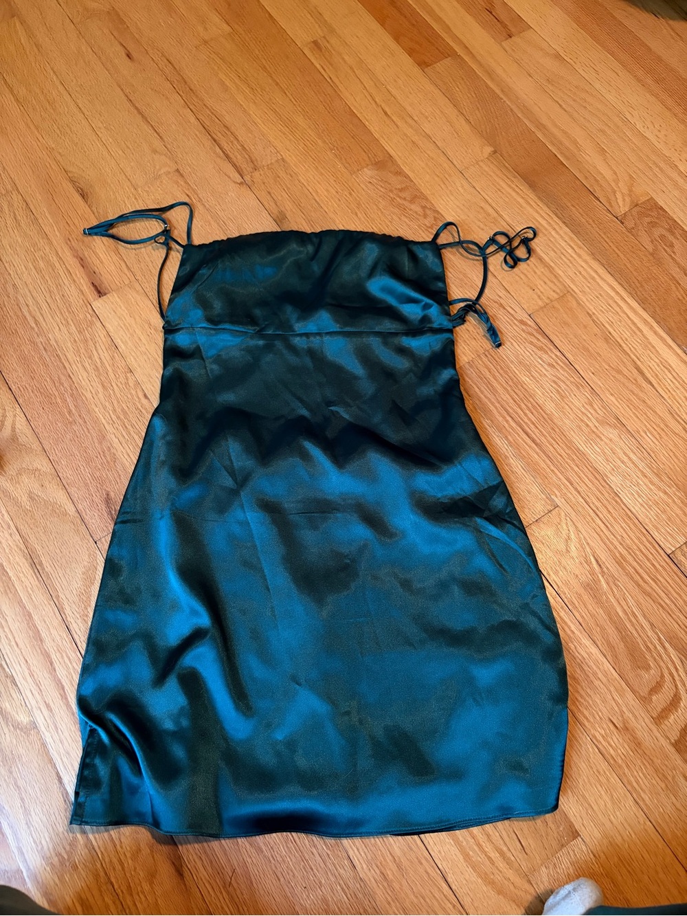 Lucy in the Dark Green Satin Mini Slip Dress